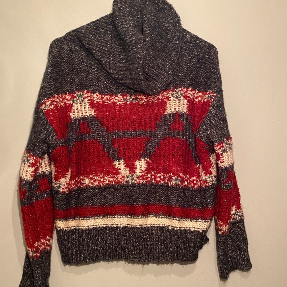 Slouchy Patterned Cowl-neck Sweater